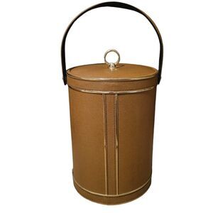 MCM Vintage Brown And Gold Ice Bucket Original Box